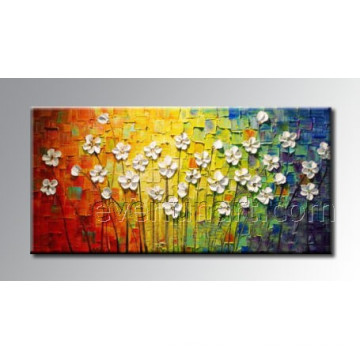 Pintura a óleo nova moderna da flor do estilo da faca (KVF-011)